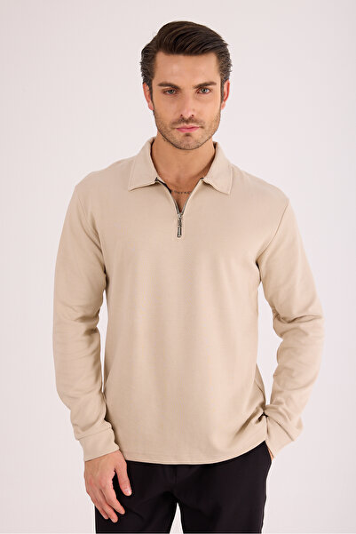 Quafash Erkek Fermuarlı Yaka Regular Fit Pamuklu Sweatshirt