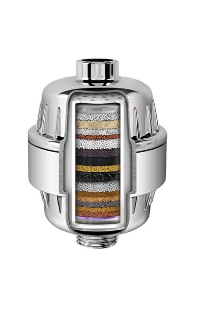 MACVI ® Premium Shower Water Filter, 20-stage, Vitamin C, universal, silver, 5500L capacity