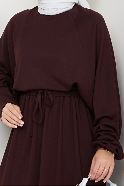 Bestenur Evsan Tunic Skirt Two-Piece Set 1650 - Brown