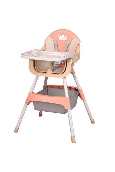 MACVI ® 3-in-1 High Chair, adjustable height, detachable tray, storage, 5-point safety belt, pink