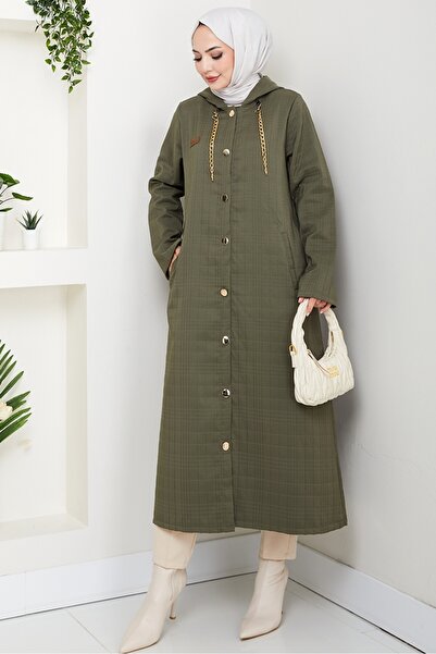 Bestenur Καπέλο με κουμπιά με λεπτομέρεια αλυσίδας 1647 - Χακί