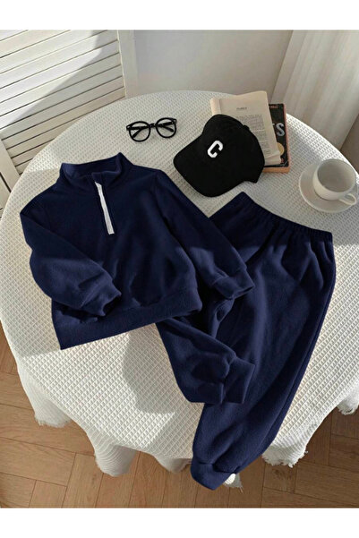 MOONBULL Children's Mock Neck Half Zipper Fleece Set