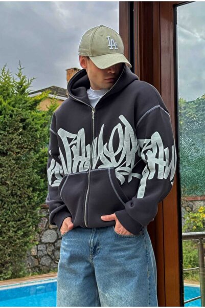 serline Premium Graphic Baskı Full Zip Hoodie