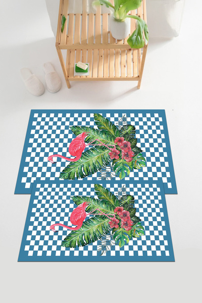 EVİMSEN طقم مقعد المرحاض الرقمي مطبوع ذو النمط الفلامنغو مع سجادة حمام قابلة ...