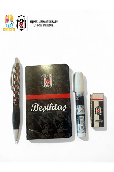 AYZTOYS KIRTASİYE Beşiktaş Lisanslı 4 Parça Kırtasiye Seti - Öğrenci Okul Seti