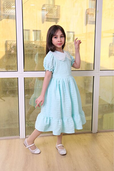 gmax فستان بناتي مع ياقة مطرزة لمسة جمال