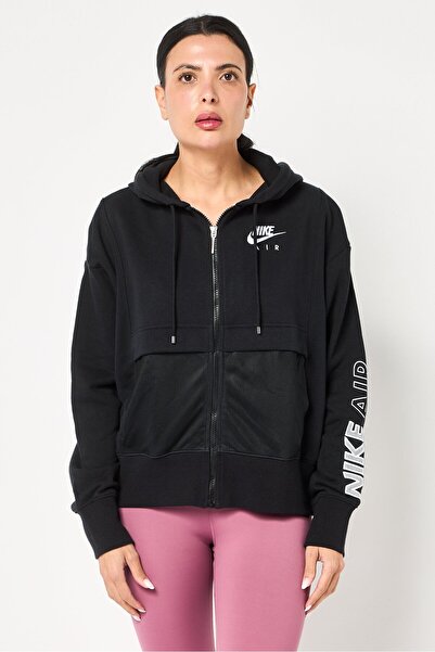 Nike هودي رياضي نسائي بأكمام طويلة مناسب للخروج، أسود