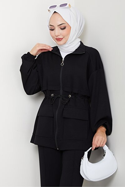 Bestenur Double Suit with Flap Pocket 1652 - Black