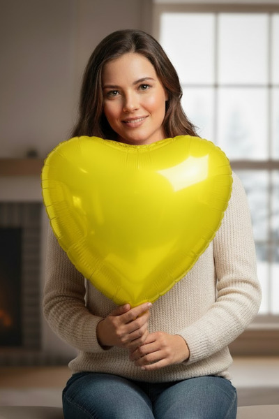 Baloncu Dede Yellow Heart 1 Piece 45 cm Valentine's Day Romantic Celebration ...