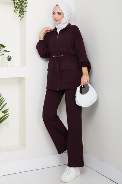Bestenur Double Suit with Cap Pocket 1652 - Plum