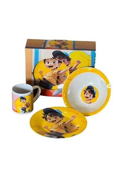 Generic طقم أدوات مائدة للأطفال من 3 قطع - تصميم كرتوني لبوبوي بوي