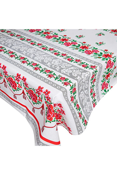 Five Store 100% cotton tablecloth, Roses, 150 x 150 cm, Green-Grey 1 pc