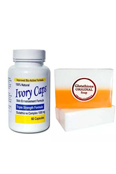 Ivory caps حبوب الجلوتاثيون لتفتيح البشرة + صابون تبييض حمض الكوجيك والجلوتاثيون