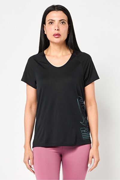Nike Women Standard Fit Short Sleeve Running T-Shirt, Black