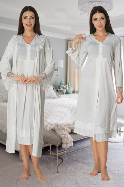 Aesco Mayss Collections 2425 Set cămașă de noapte de maternitate color ecru c...