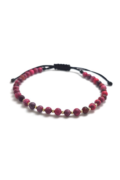 Bijolin Gold Bracelet with 10 2mm 14k gold and Red – Purple Howlite striated beads
