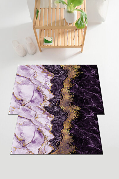 EVİMSEN Set de toaletă digitală cu imprimeu pentru covoraș de baie, lavabil ș...