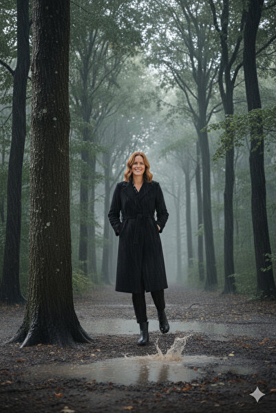 LİMABEL Flrn Coat Black Belted Pocketed Long Cashmere Winter Women's Coat-1