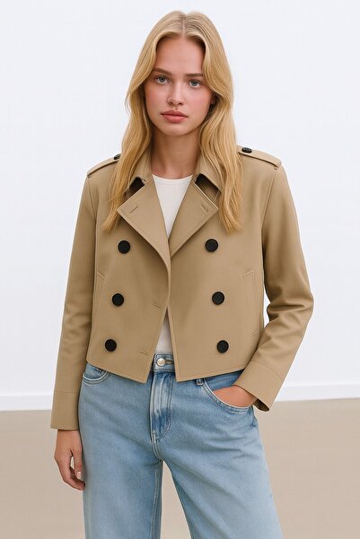 HAKKE Kruvaze Regular Kısa TRENÇKOT