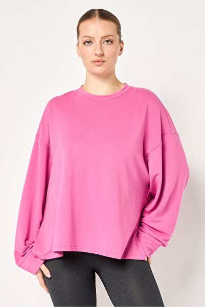 Nike سويت شيرت نسائي بأكمام طويلة بتقنية دراي-فيت، لون وردي