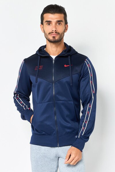 Nike سويت شيرت رياضي رجالي بأكمام طويلة وسحاب كامل للأنشطة الخارجية، أزرق داكن