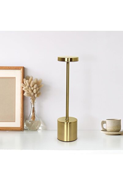 Generic Cordless Table Lamp Rechargeable, Touch Desk 3 Color Dimming Bedside Lamps, Gold