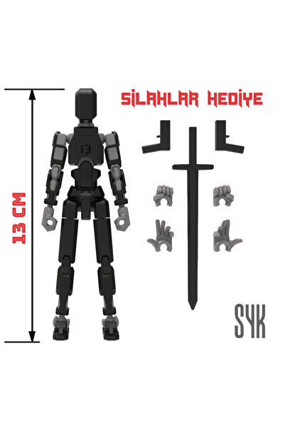 SYK Design Robot 13 Dummy Siyah Gri Tüm Eklemleri Hareketli Aksiyon Figürü Oy...