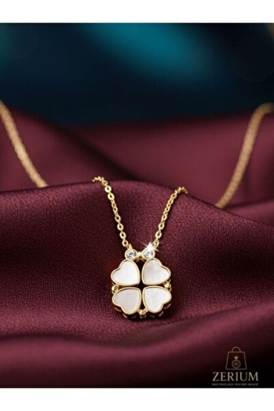 ZERİUM Gizli Kalplerin Sırrı – Mıknatıslı Açılır Çelik Yonca Kolye