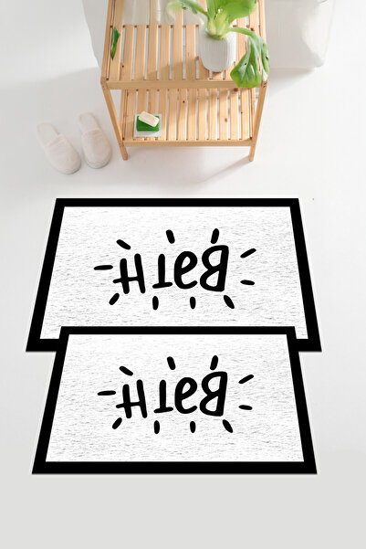 EVİMSEN Ψηφιακό σετ τουαλέτας με χαλάκι μπάνιου με γράμματα μπάνιου με με τύπ...