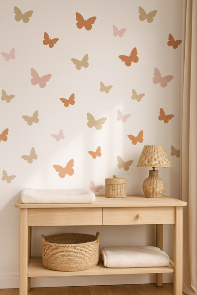 sanatıbedi ملصق حائط على شكل فراشات بوهيمية ناعمة ملونة - ملصق تزيين نافذة با...