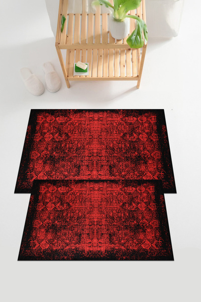 EVİMSEN طقم سجادة حمام حديثة من ديجيتال مطبوع مع قاعدة قابلة للغسل ومضادة للا...