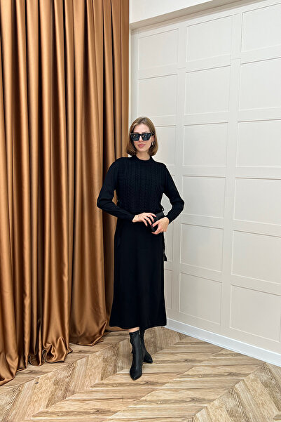 Stilife Φόρεμα Barles Διπλό Πλεκτό Μαύρο