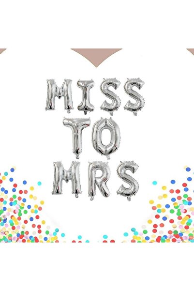Flippy Metallic Foil Balloon Set - 'Miss to Mrs' 40 cm Silver Letters