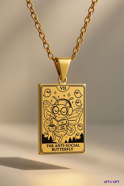 ArtinArt قلادة التارو على شكل فراشة مضادة للطابع الاجتماعي |   قلادة من الفول...