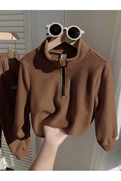 MOONBULL Children's Mock Neck Half Zipper Fleece Set