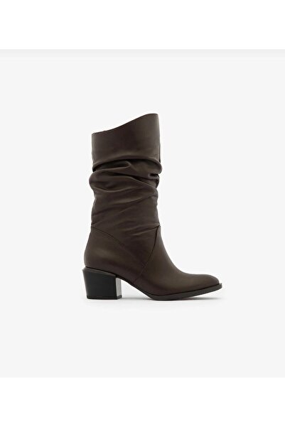 ALON Bellows Brown Genuine Leather Boots Women's Heeled Boots