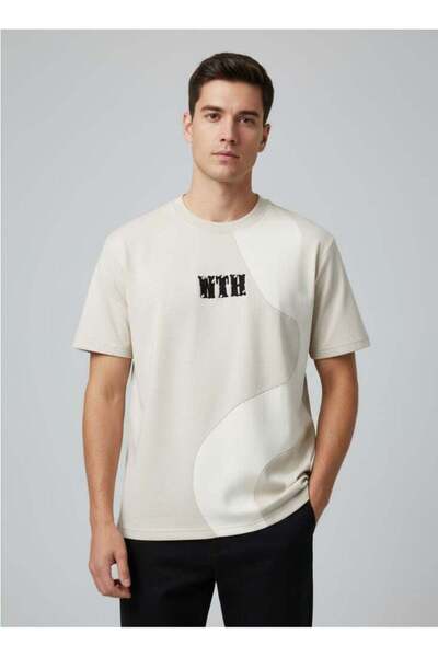 Naxun Cream and White Panel T-Shirt – Trendy Cotton Tee