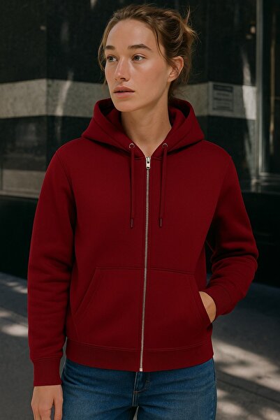 HAKKE Zippered Hooded Oversized Cardigan