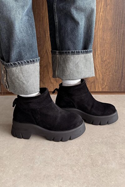 nope21shoess Siena Siyah Hakiki Deri Bot