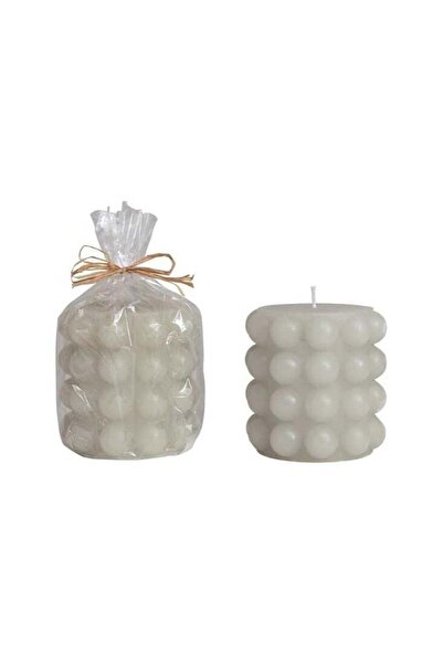 Generic White Round Bubble Wax Candle – Minimalist Decorative Home Candle