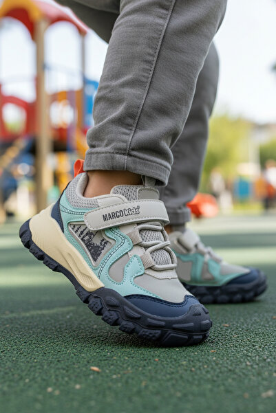 MARCOMEN Gray Velcro Lightweight Flexible Non-Slip Boys' Sports Shoes 22678 P