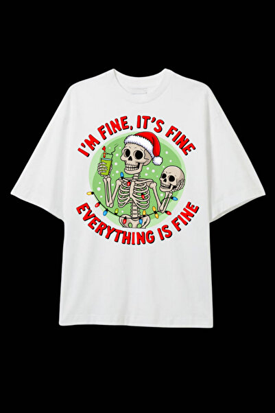 Dupe Design Tricou alb oversize cu imprimeu I'm Fine