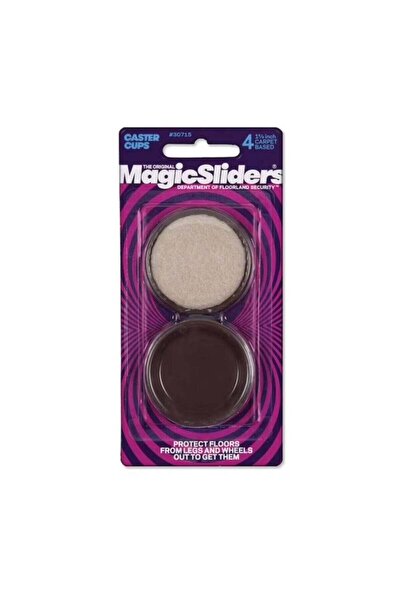 Magic Sliders أكواب عجلات مصنوعة من السجاد - عبوة من 4 قطع، 1¾ بوصة، وسادات أ...