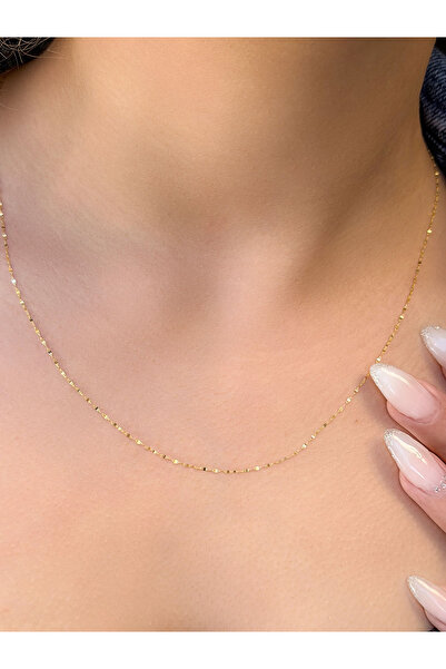 UZUNDAĞ KUYUMCULUK 14 Ayar Altın Aynalı Zincir Kolye