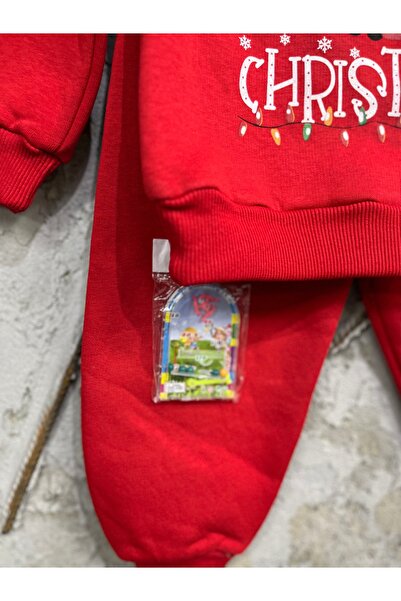 Beybisi Set pijama unisex pentru copii cu 3 fire cu căptușeală din fleece cu imprimeu cu cadou jucărie