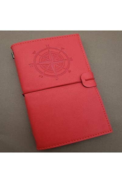 Skygo Red Leather Notebook with Compass Design