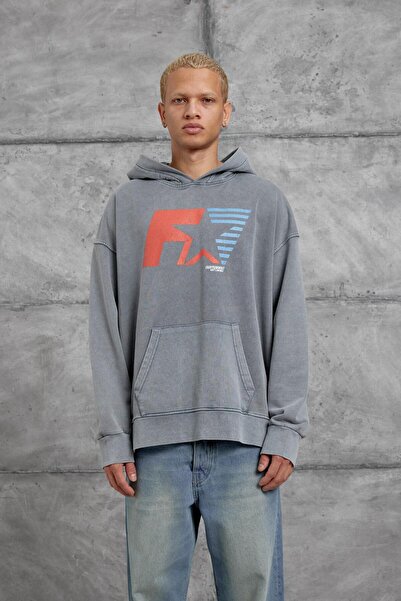 NOMARC Φούτερ καπνιστό F1 PRINTED με κουκούλα oversized