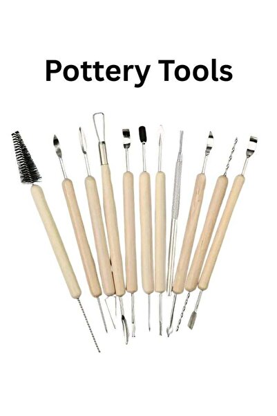Generic Pottery Tools Set – 11-Piece Clay Sculpting & Carving Tools with Wooden Handles