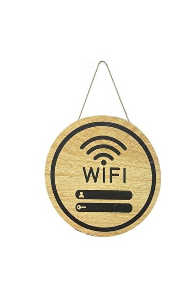 Generic Round Wooden WiFi Password Sign Plaque – Rustic Hanging Wall Decor