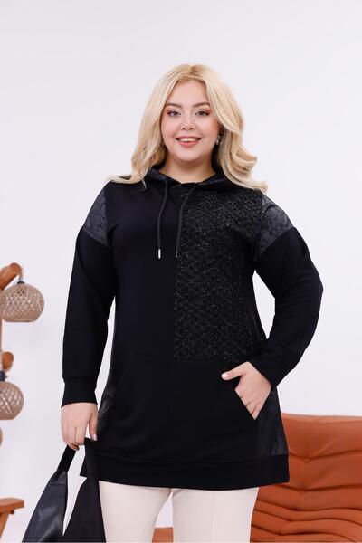 Siyezen Plus Size Hooded Tunic Sweatshirt